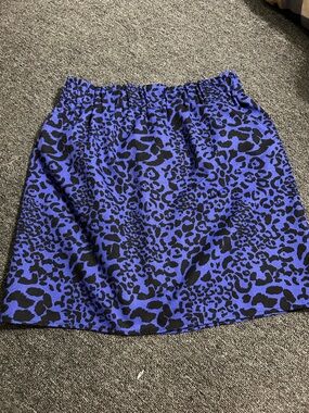 Blue Rain Blue and Black Animal Print Skirt